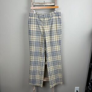 Vintage 70s Bates Bro Corbin Plaid Bootcut Zip Fly Pants 33x31, USA